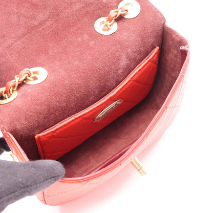 CHANEL Matelasse Lambskin Shoulder Bag Red