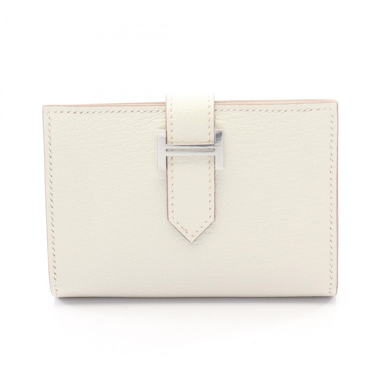 HERMES Bearn Chevre Leather Case White