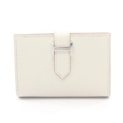 HERMES Bearn Chevre Leather Case White