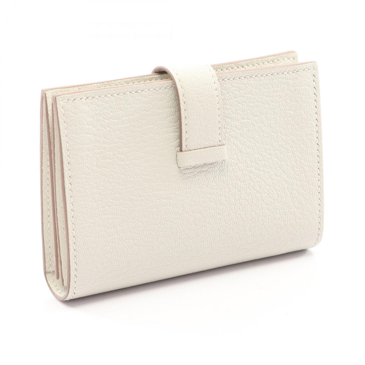 HERMES Bearn Chevre Leather Case White