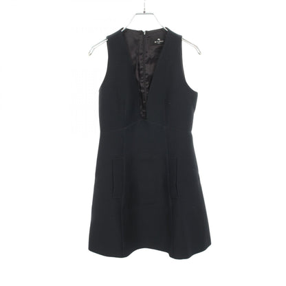 ETRO Black Sleeveless V-Neck Wool Silk Dress Size 38