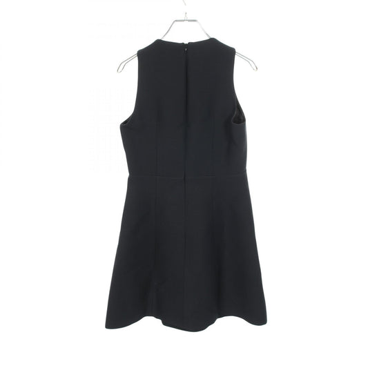 ETRO Black Sleeveless V-Neck Wool Silk Dress Size 38
