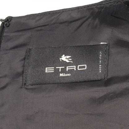ETRO Black Sleeveless V-Neck Wool Silk Dress Size 38