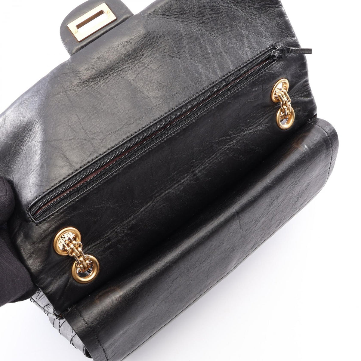 CHANEL 2.55 Matelasse Double Bag Black