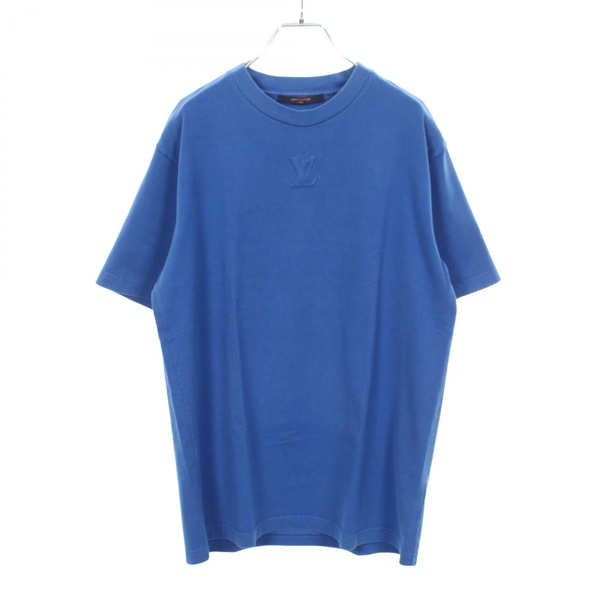 LOUIS VUITTON Embossed LV Logo Cotton T-Shirt Blue Size L