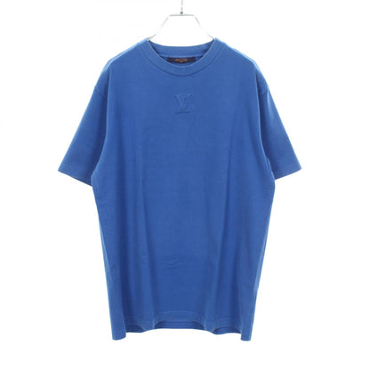 LOUIS VUITTON Embossed LV Logo Cotton T-Shirt Blue Size L