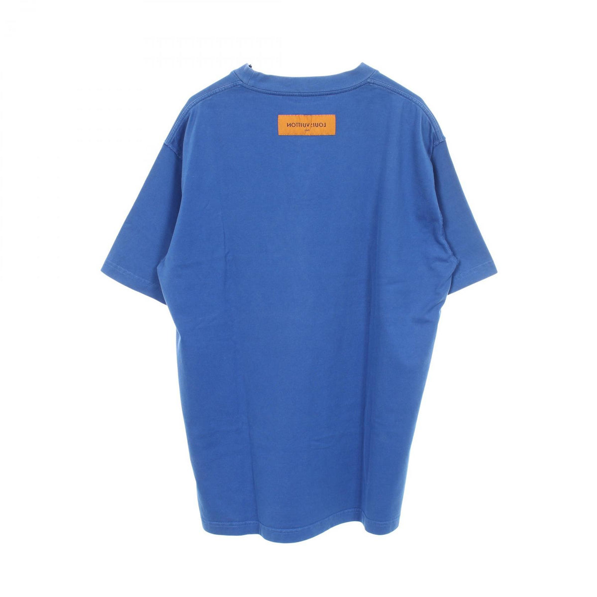 LOUIS VUITTON Embossed LV Logo Cotton T-Shirt Blue Size L