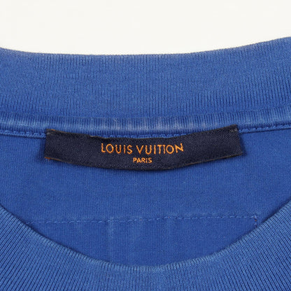 LOUIS VUITTON Embossed LV Logo Cotton T-Shirt Blue Size L