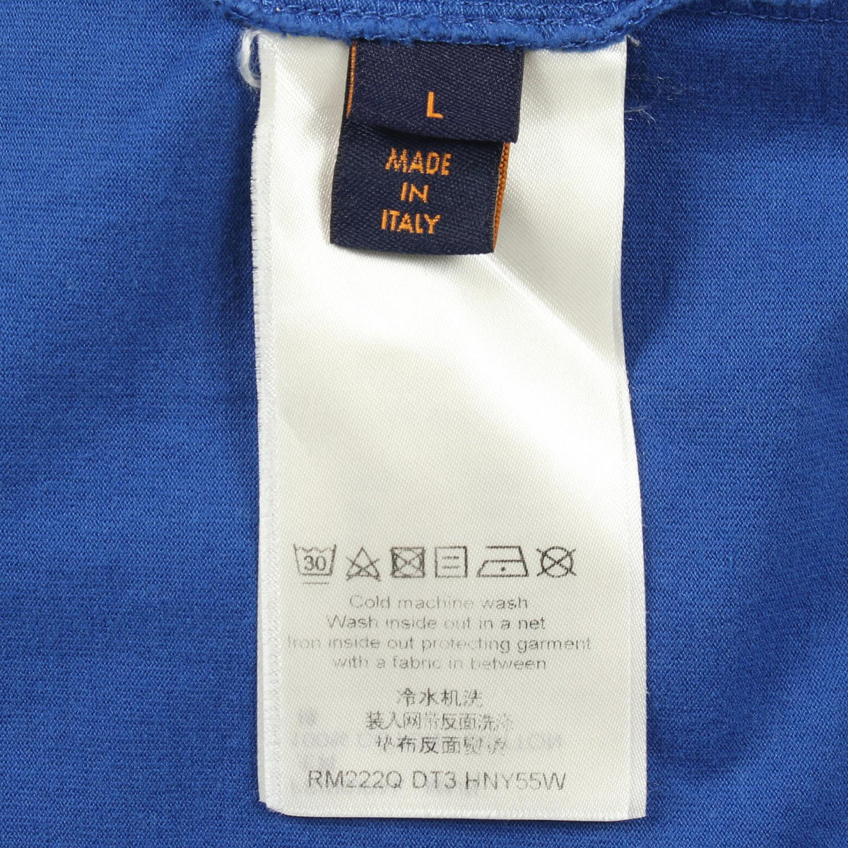 LOUIS VUITTON Embossed LV Logo Cotton T-Shirt Blue Size L