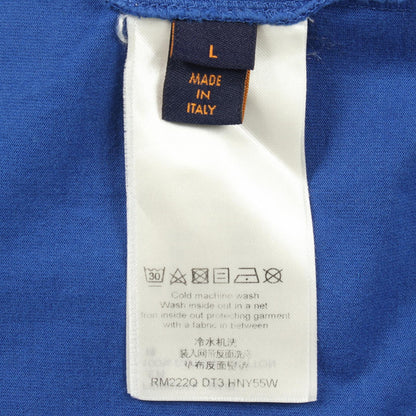 LOUIS VUITTON Embossed LV Logo Cotton T-Shirt Blue Size L