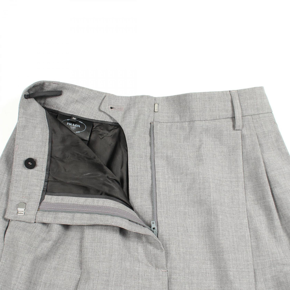 PRADA Wool Tuck Slacks Pants Grey Size 36