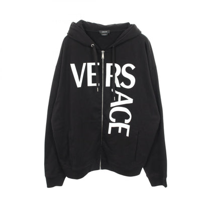 VERSACE Cotton Black Logo Print Hoodie Size 3XL