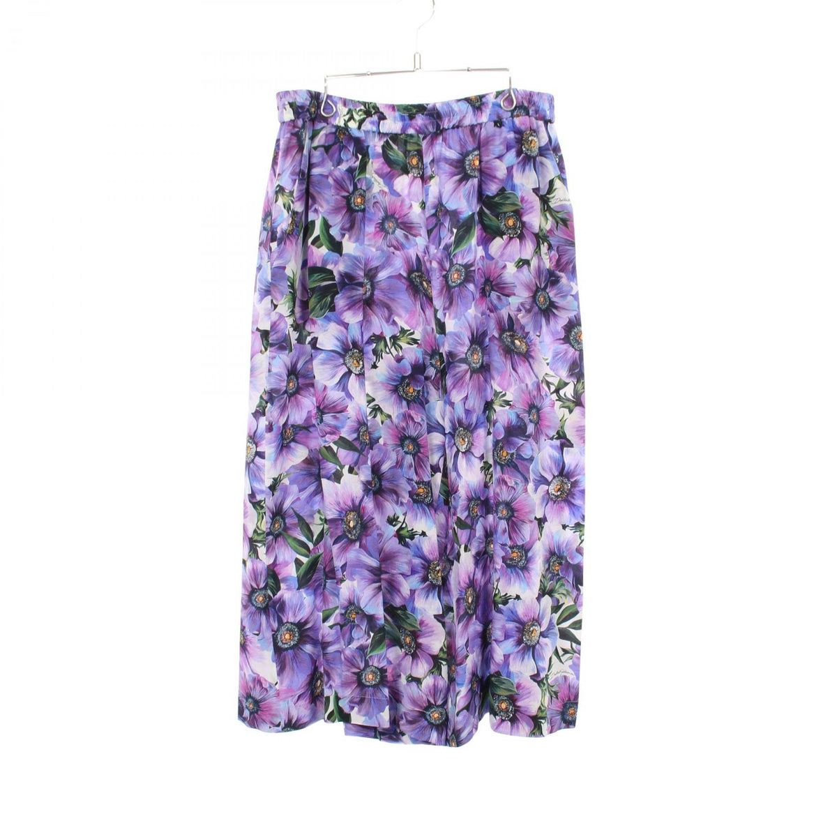 DOLCE & GABBANA Floral Print Silk Pants Purple Size 50