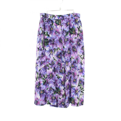 DOLCE & GABBANA Floral Print Silk Pants Purple Size 50