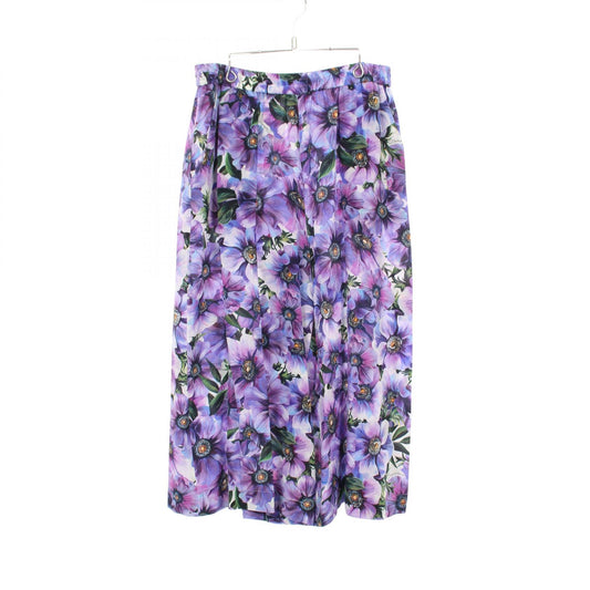 DOLCE & GABBANA Floral Print Silk Pants Purple Size 50