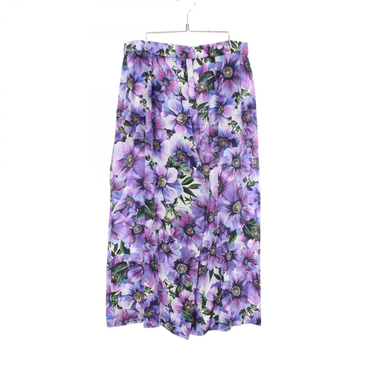 DOLCE & GABBANA Floral Print Silk Pants Purple Size 50