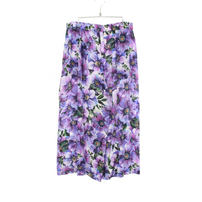 DOLCE & GABBANA Floral Print Silk Pants Purple Size 50