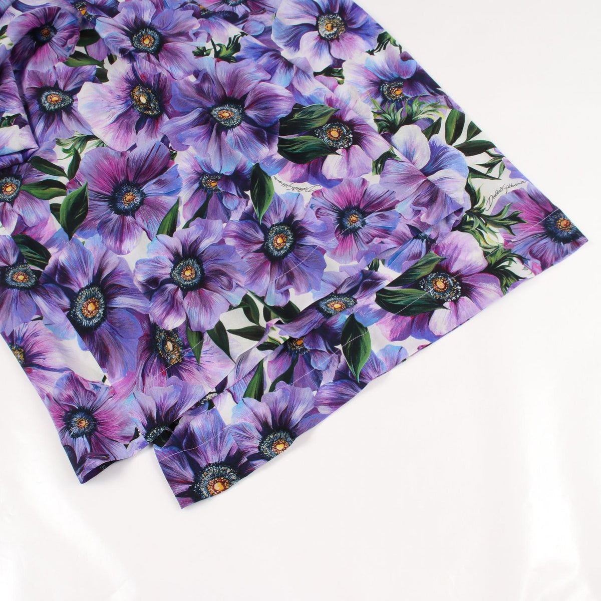 DOLCE & GABBANA Floral Print Silk Pants Purple Size 50