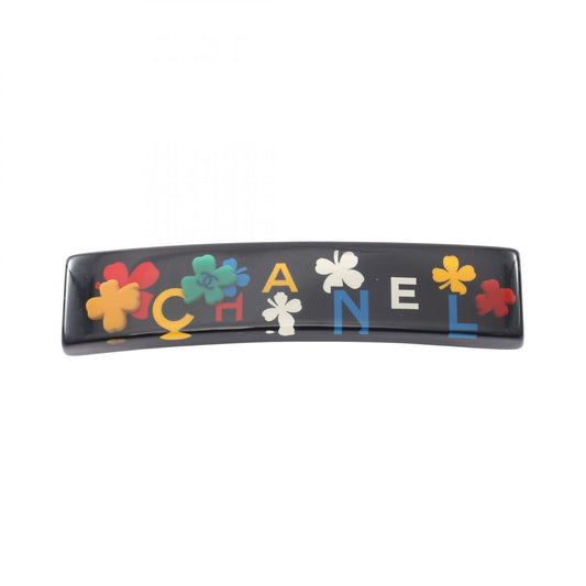 CHANEL Coco Mark Clover Barrette Black