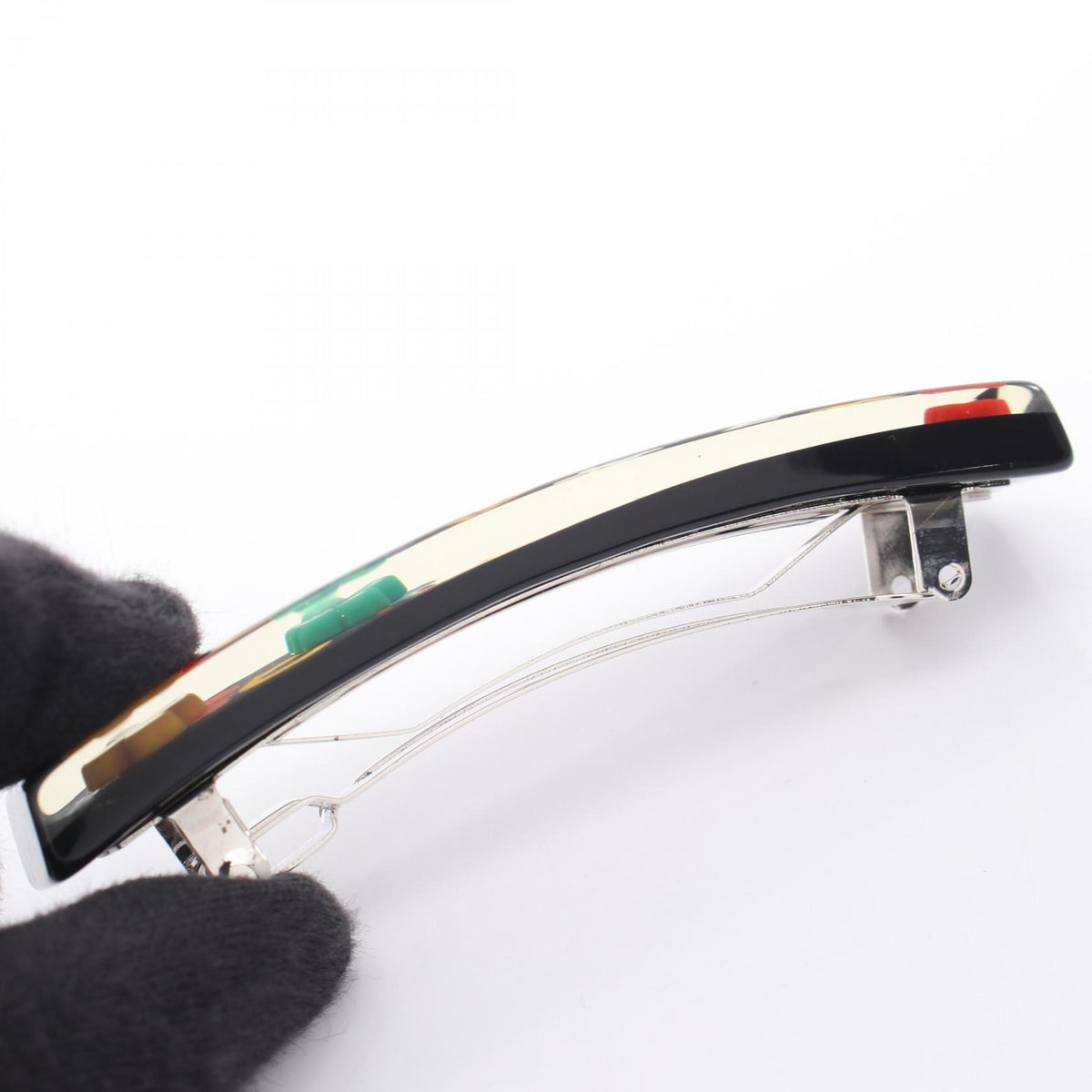 CHANEL Coco Mark Clover Barrette Black