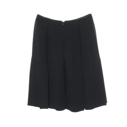 CHANEL Logo Plate Box Pleat Silk Midi Skirt Size 36