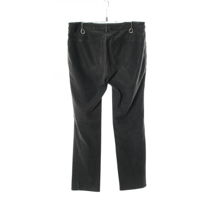 CHANEL Coco Mark Pearl Button Skinny Cotton Gray Pants Size 38