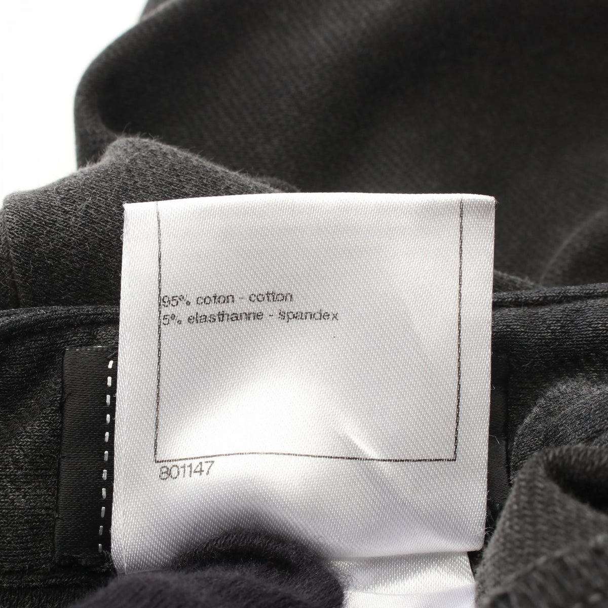 CHANEL Coco Mark Pearl Button Skinny Cotton Gray Pants Size 38