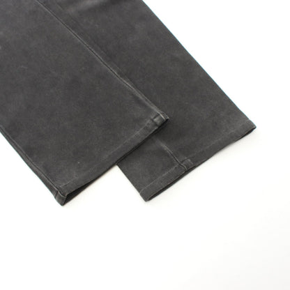CHANEL Coco Mark Pearl Button Skinny Cotton Gray Pants Size 38