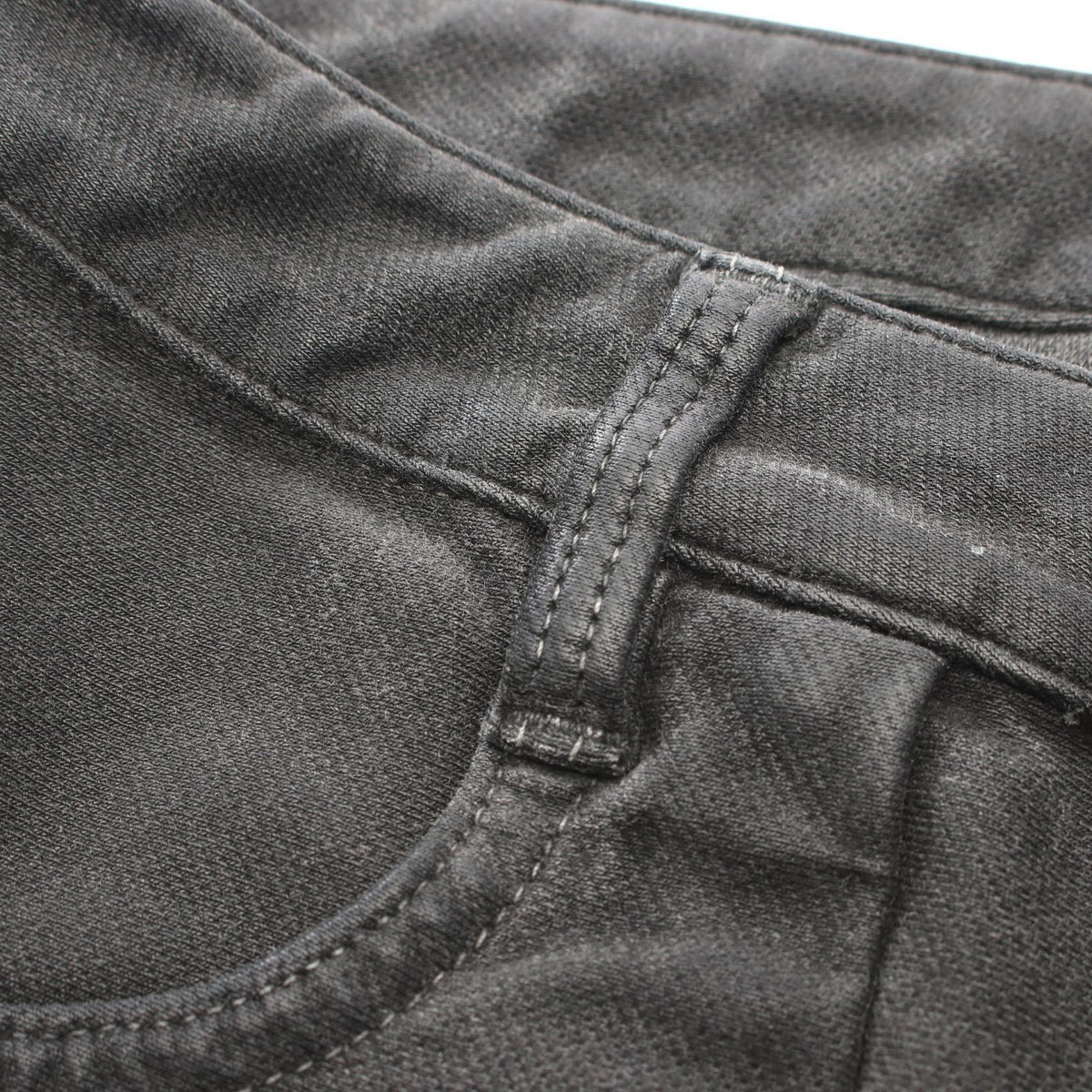 CHANEL Coco Mark Pearl Button Skinny Cotton Gray Pants Size 38