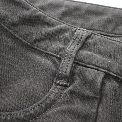 CHANEL Coco Mark Pearl Button Skinny Cotton Gray Pants Size 38