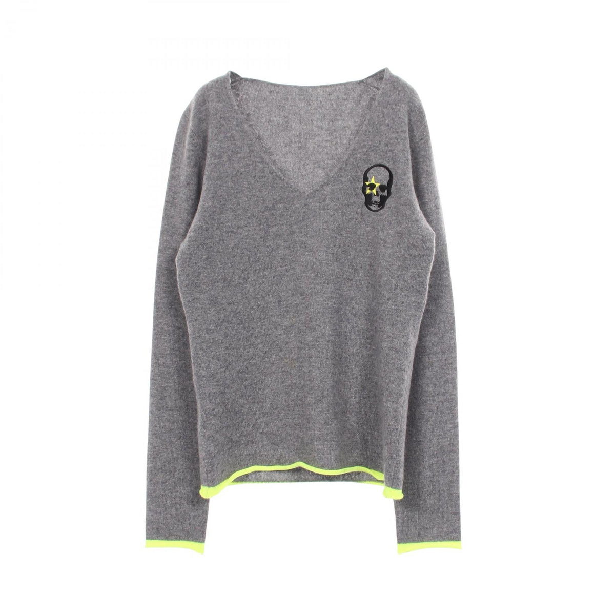 Lucien Pellat-Finet Skull Embroidered V-Neck Sweater Size XS
