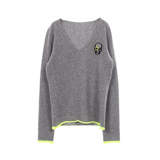 Lucien Pellat-Finet Skull Embroidered V-Neck Sweater Size XS