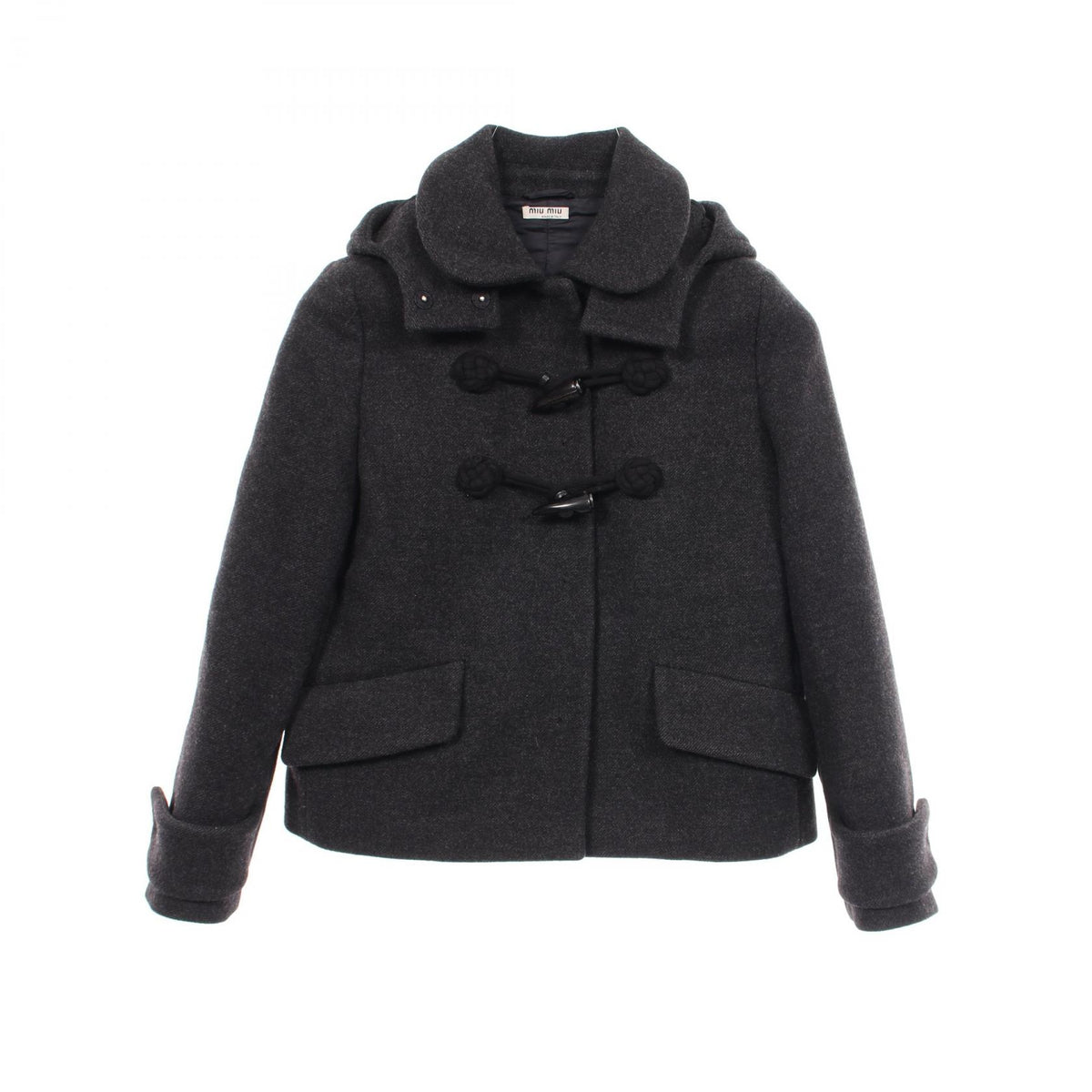 Miu Miu Short Wool Duffle Coat Gray Size 38