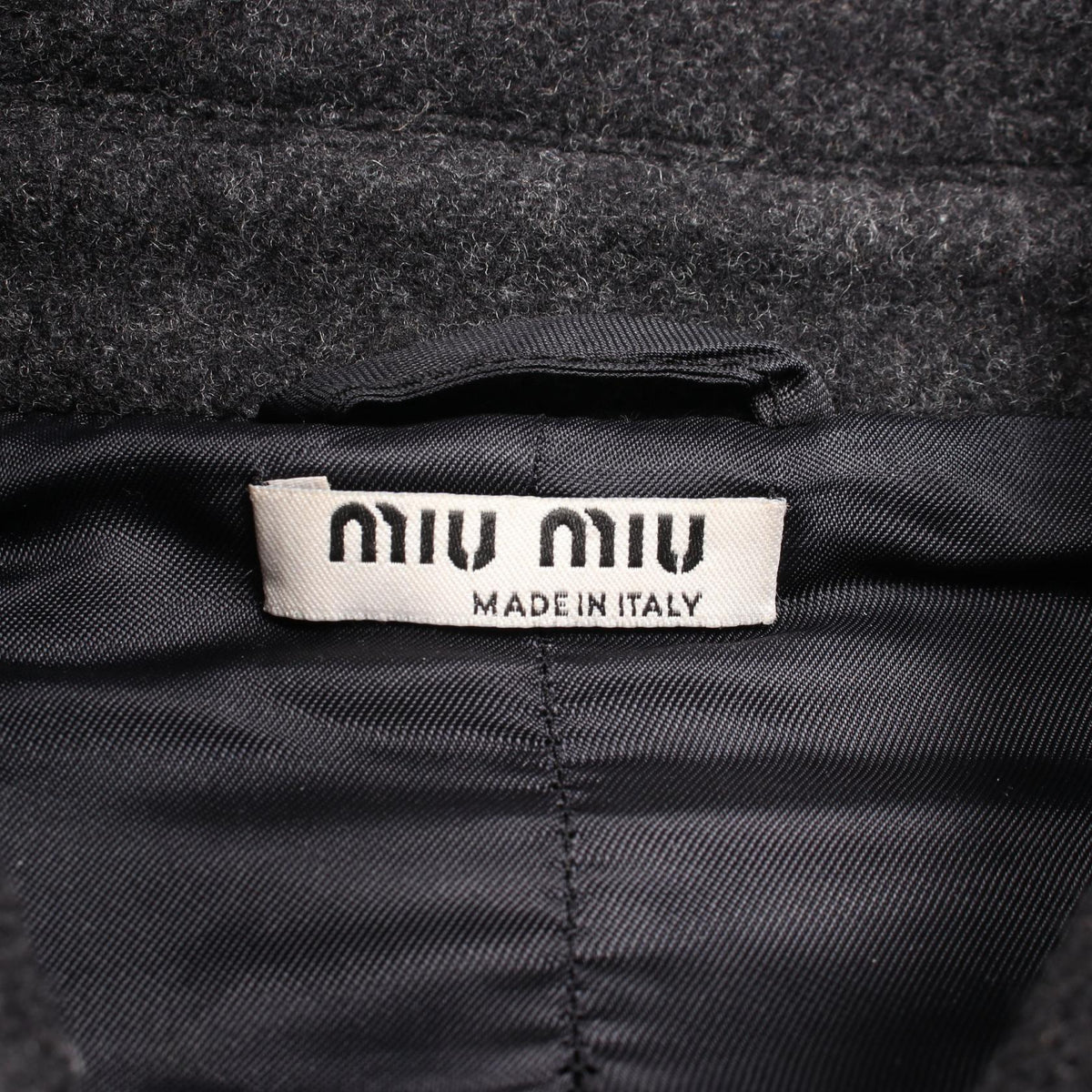 Miu Miu Short Wool Duffle Coat Gray Size 38