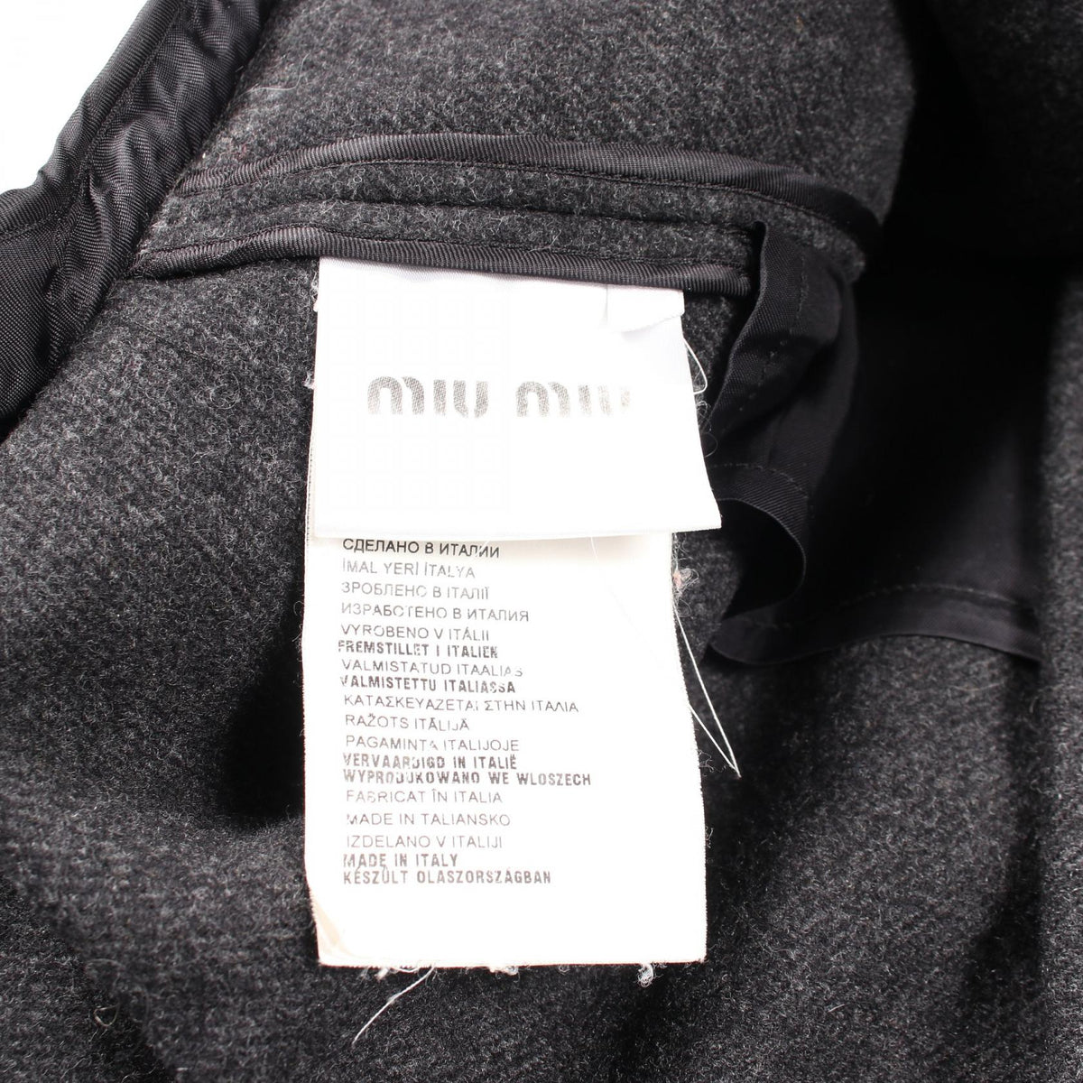 Miu Miu Short Wool Duffle Coat Gray Size 38