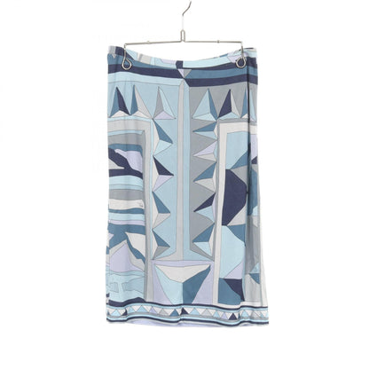 Emilio Pucci All-Over Print Rayon Skirt Blue Size 38