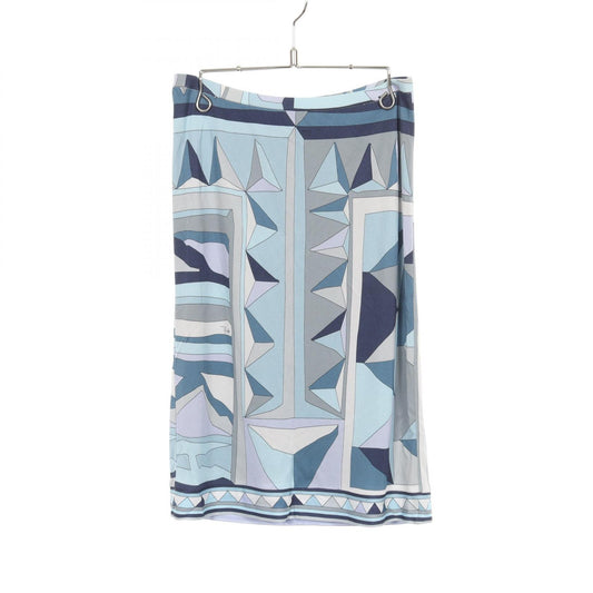 Emilio Pucci All-Over Print Rayon Skirt Blue Size 38