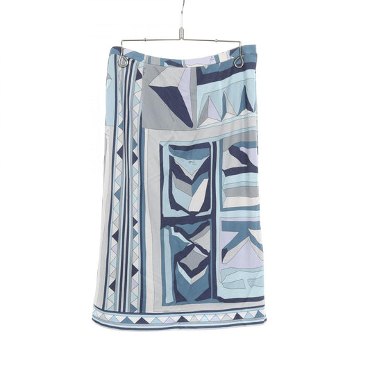 Emilio Pucci All-Over Print Rayon Skirt Blue Size 38