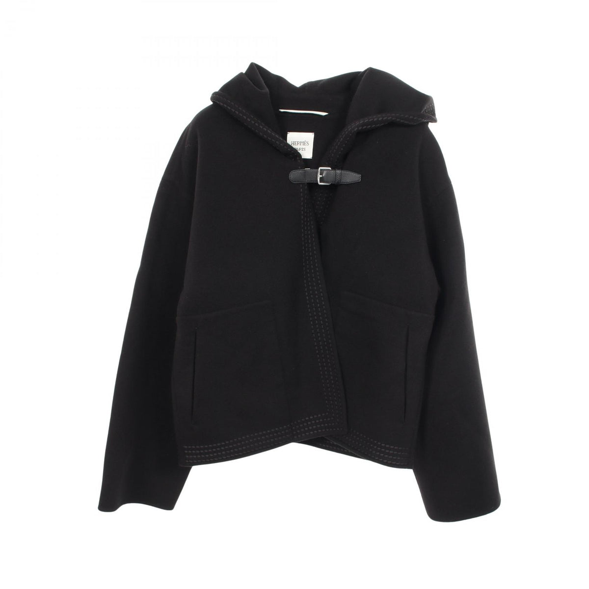 HERMES Albion H Passant Hooded Cashmere Jacket Size 36