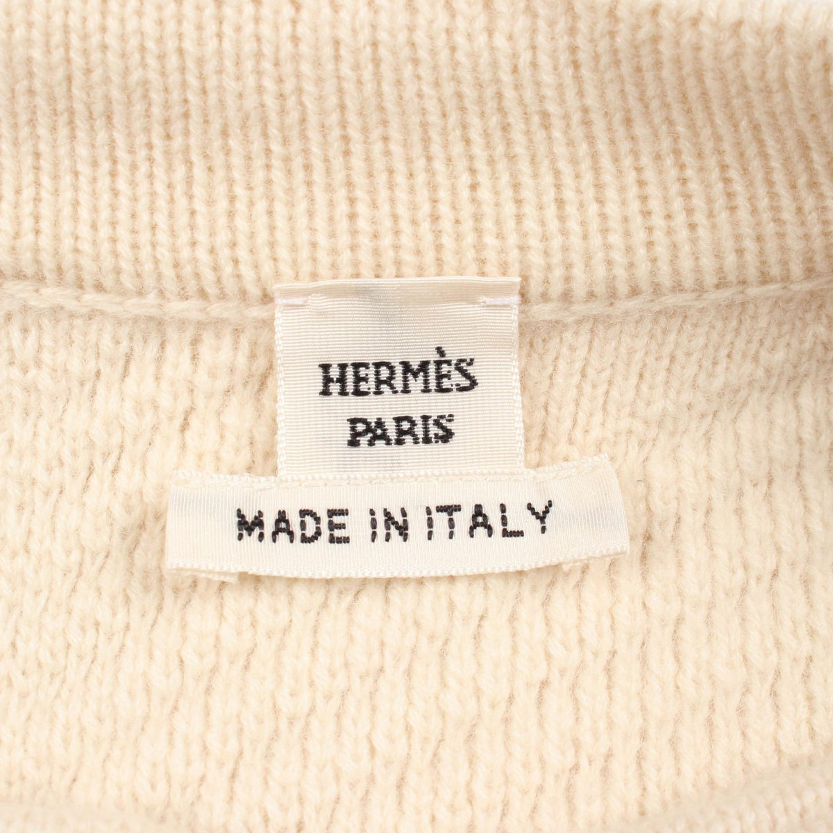 HERMES H Pattern Knit Wool Poncho Beige Size 38