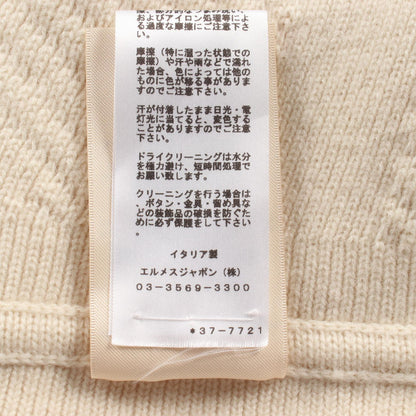 HERMES H Pattern Knit Wool Poncho Beige Size 38
