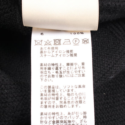 HERMES H Jacquard V-Neck Tunic Knit Sweater Black Size 42