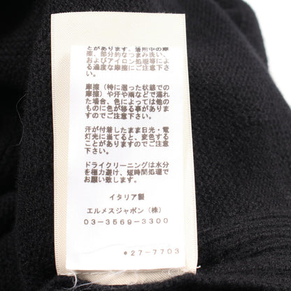 HERMES H Jacquard V-Neck Tunic Knit Sweater Black Size 42