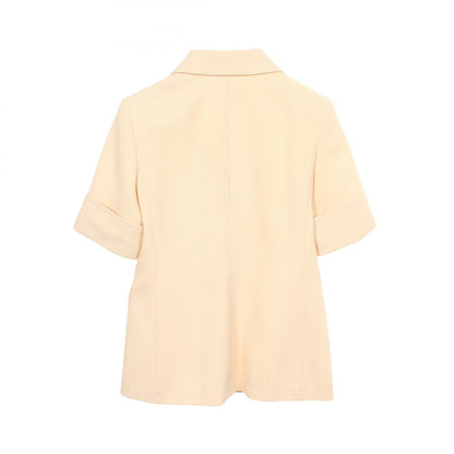 GUCCI Horsebit Wool Short Sleeve Blazer Beige Size 42