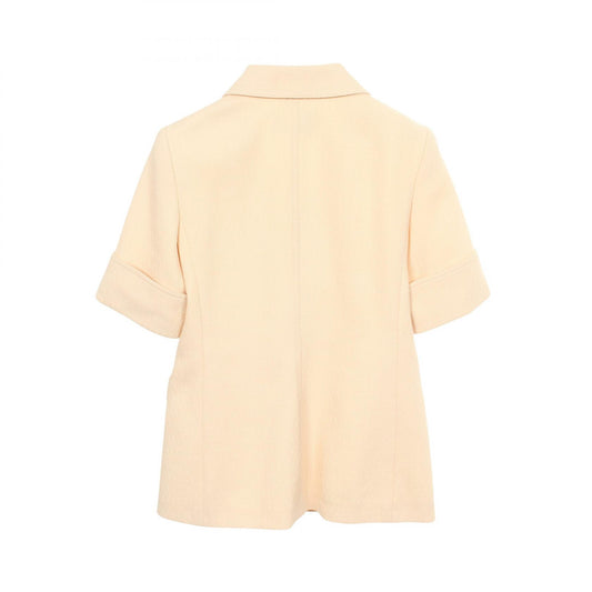 GUCCI Horsebit Wool Short Sleeve Blazer Beige Size 42