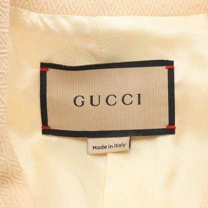 GUCCI Horsebit Wool Short Sleeve Blazer Beige Size 42