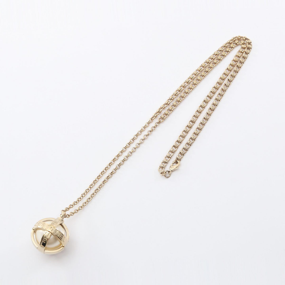 CHANEL Gold Coco Mark Logo Pearl Necklace