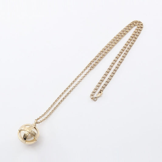 CHANEL Gold Coco Mark Logo Pearl Necklace