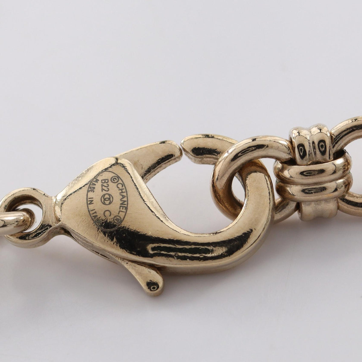 CHANEL Gold Coco Mark Logo Pearl Necklace