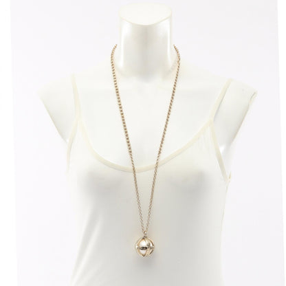CHANEL Gold Coco Mark Logo Pearl Necklace